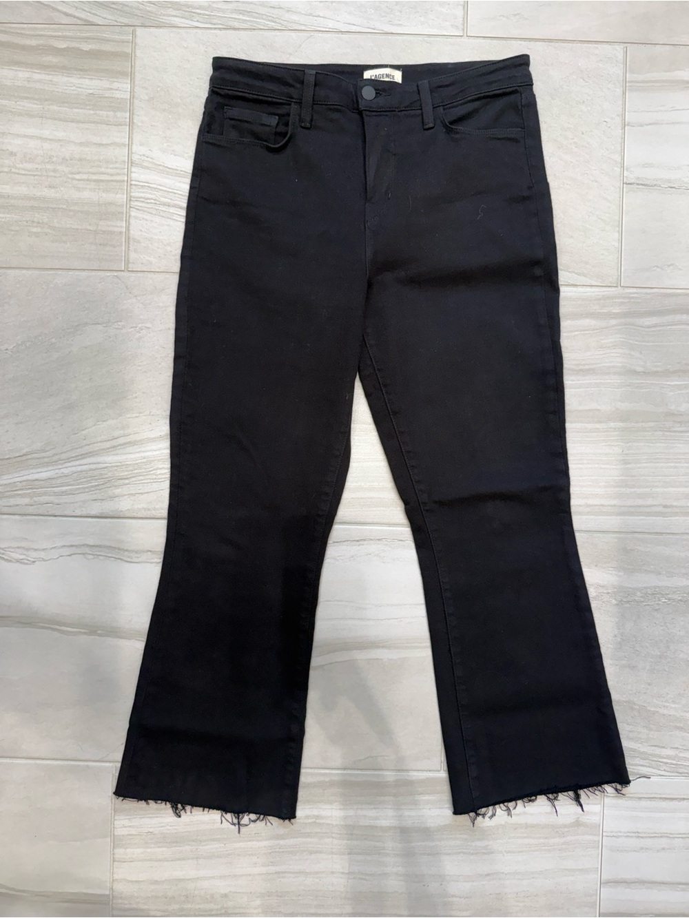 L'AGENCE Black Cropped Flare Jeans